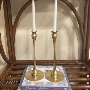 Vintage MCM Robert Riddle Jarvie Style Brass Candlestick Pair